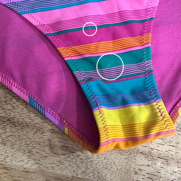 Inmocean Bright Rainbow Striped Bikini Set Juniors L Halter Triangle Top 2 Piece - Picture 4 of 10